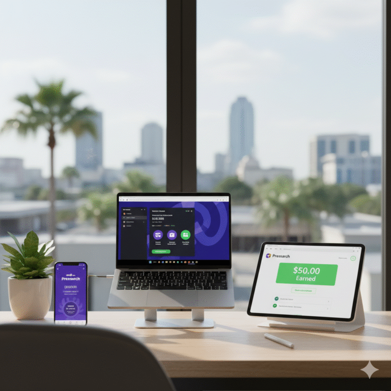 A multi-device setup for scaling search engine earnings to $50 per month in 2026.